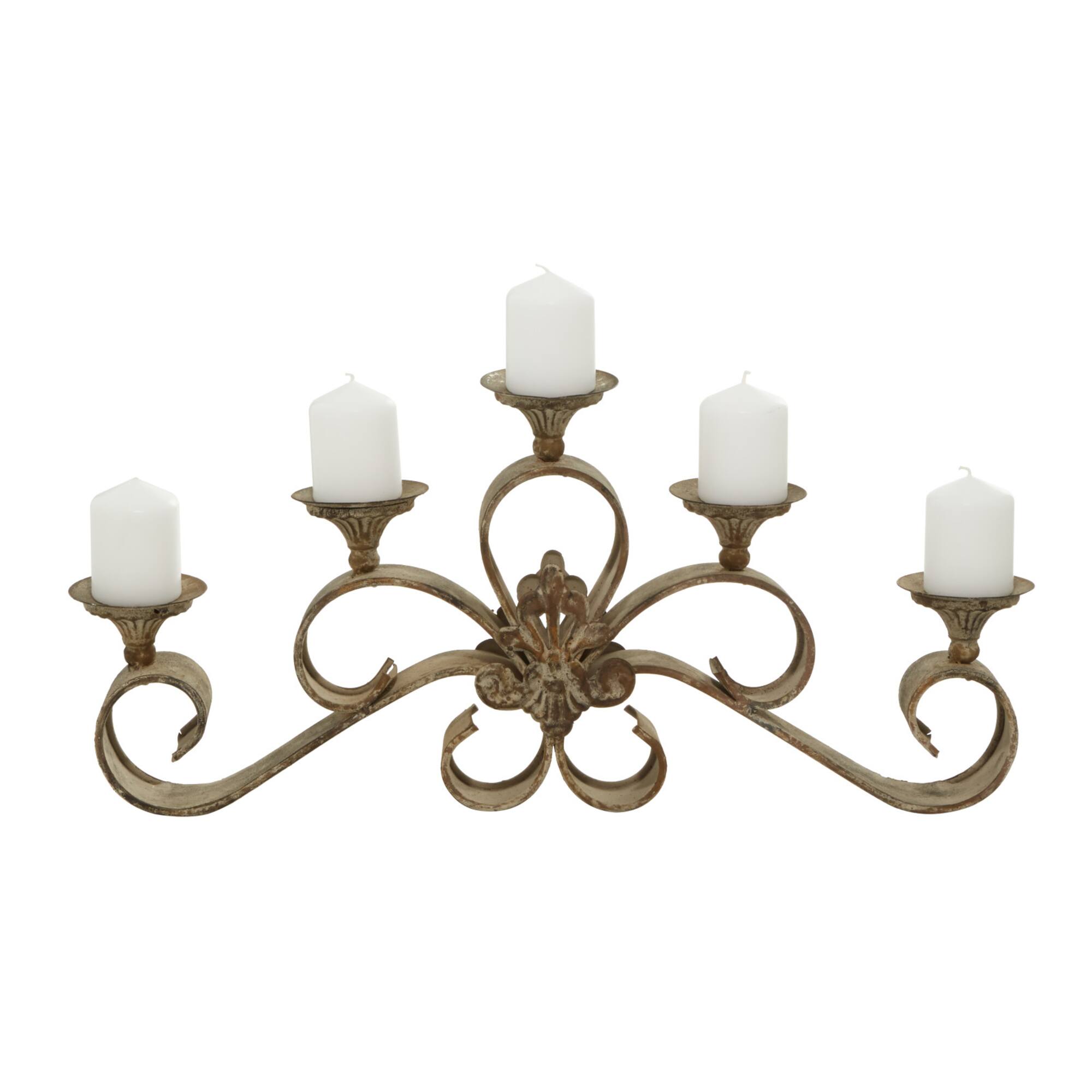 23'' Gray Iron Rustic Candle Holder